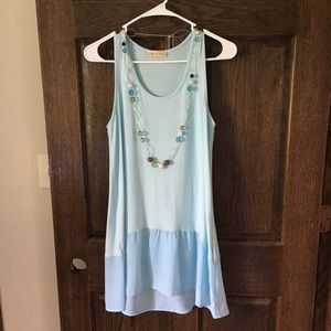 Boutique Baby Blue Chiffon Edge Dress/Tunic